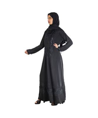 Black brasso polyester abaya 3
