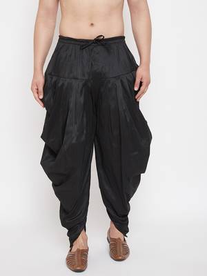 Black Plain Silk Blend Dhotis 2