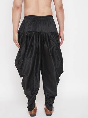 Black Plain Silk Blend Dhotis 4