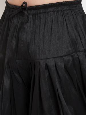 Black Plain Silk Blend Dhotis 5