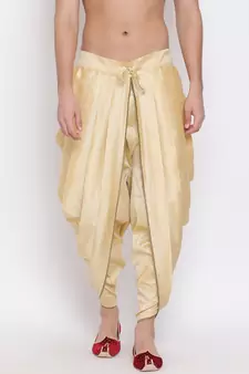 Gold Silk Blend Plain Dhoti