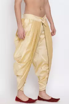 Gold Silk Blend Plain Dhoti