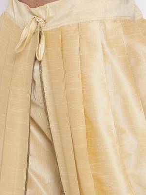 Gold Silk Blend Plain Dhoti 4