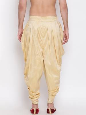 Gold Silk Blend Plain Dhoti 5