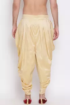 Gold Silk Blend Plain Dhoti