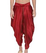 Maroon Silk-Blend Plain Dhoti 