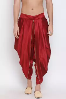 Maroon Silk-Blend Plain Dhoti 