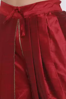 Maroon Silk-Blend Plain Dhoti 