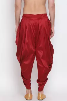 Maroon Silk-Blend Plain Dhoti 