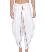 Men'S White Silk Blend Dhoti