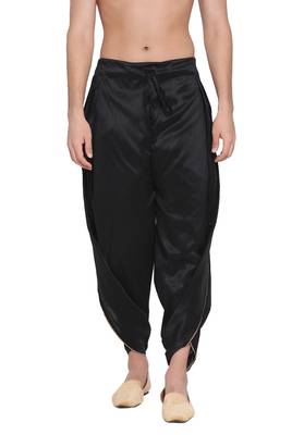 Black Silk Blend Plain Dhoti 1