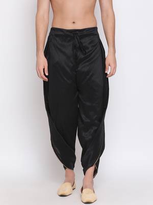 Black Silk Blend Plain Dhoti 2