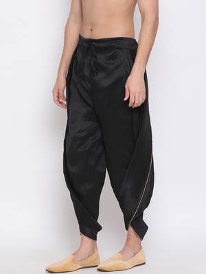 Black Silk Blend Plain Dhoti 3