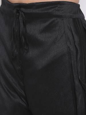 Black Silk Blend Plain Dhoti 4