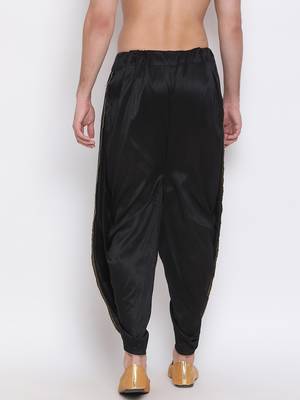 Black Silk Blend Plain Dhoti 5