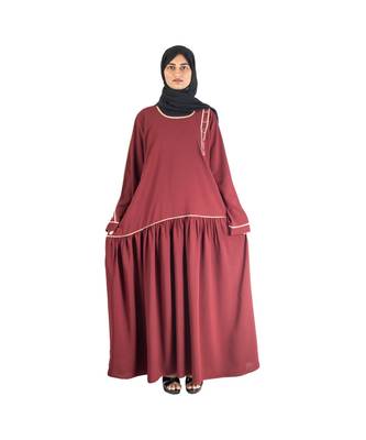 Maroon plain chiffon abaya 1