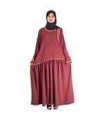 Maroon plain chiffon abaya