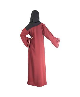 Maroon plain chiffon abaya 2