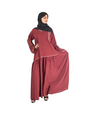 Maroon plain chiffon abaya 3