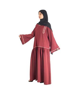Maroon plain chiffon abaya 4