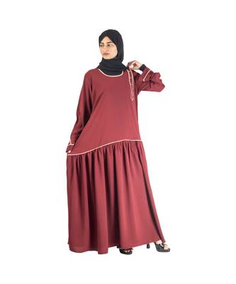 Maroon plain chiffon abaya 5