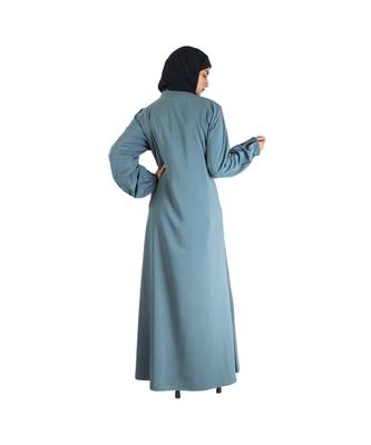Grey plain chiffon abaya 2