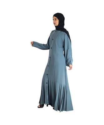 Grey plain chiffon abaya 3