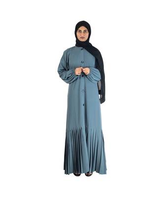 Grey plain chiffon abaya 5