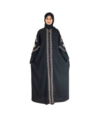 Black Embroidered Chiffon Eid Abaya 1