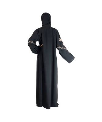 Black Embroidered Chiffon Eid Abaya 2