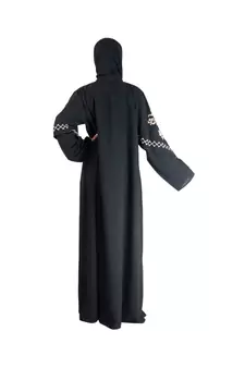 Black Embroidered Chiffon Eid Abaya