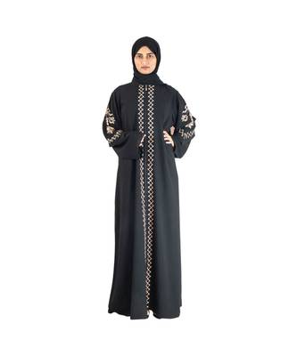 Black Embroidered Chiffon Eid Abaya 4