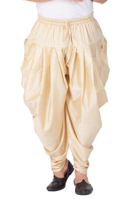 Men'S Gold Cotton Blend Dhoti 1