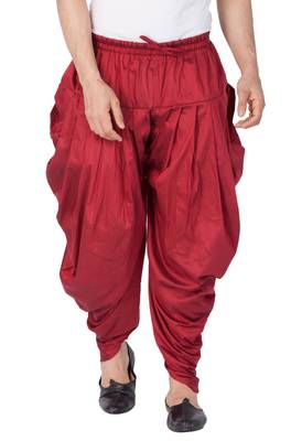 Men'S Maroon Cotton Blend Dhoti 1