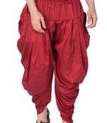 Men'S Maroon Cotton Blend Dhoti