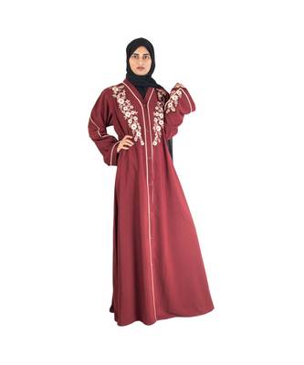 Maroon embroidered chiffon abaya 4