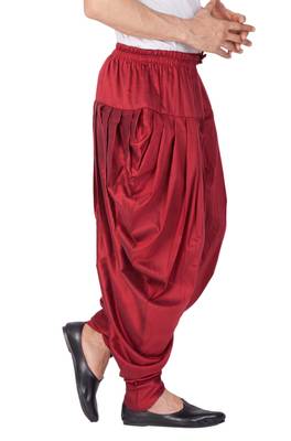 Men'S Maroon Cotton Blend Dhoti 3