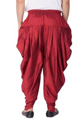 Men'S Maroon Cotton Blend Dhoti 5