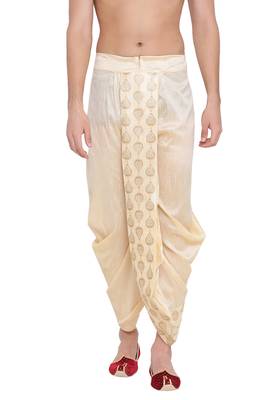 Gold Plain Silk Blend Dhotis 1