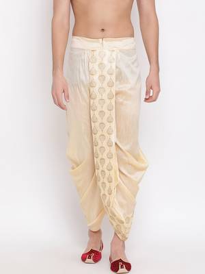Gold Plain Silk Blend Dhotis 2