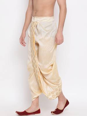 Gold Plain Silk Blend Dhotis 3