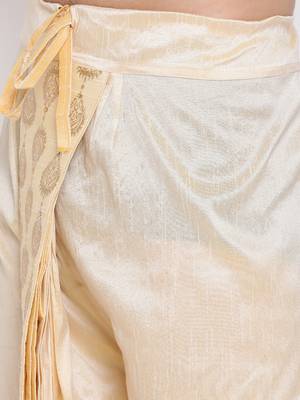 Gold Plain Silk Blend Dhotis 4