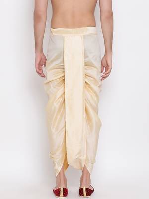 Gold Plain Silk Blend Dhotis 5