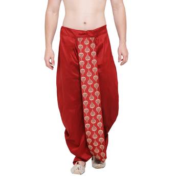 Maroon Plain Silk Blend Dhotis 1