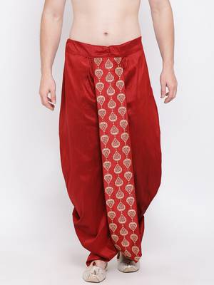 Maroon Plain Silk Blend Dhotis 2