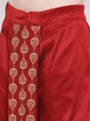Maroon Plain Silk Blend Dhotis 4