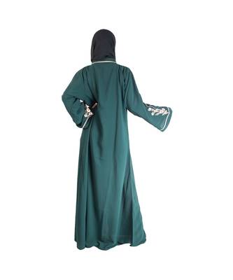 Green embroidered chiffon abaya 2