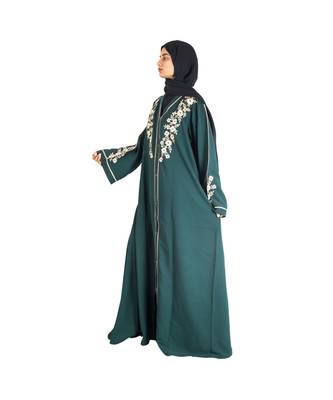 Green embroidered chiffon abaya 3