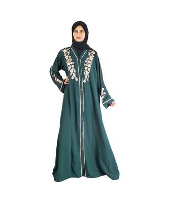 Green embroidered chiffon abaya 4