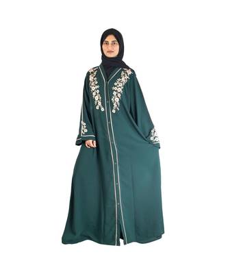 Green embroidered chiffon abaya 5